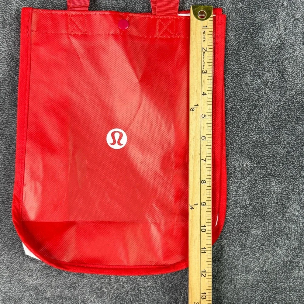 Lululemon Athletica Small Red Reusable Tote Bag Logo Snap Closure Eco Friendly